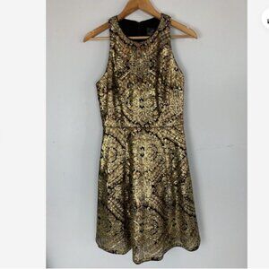 Adrianna Papell Gold Sequined Racerback Evening/Cocktail dress